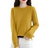 Women's Casual Lace Round Neck Base Layer Knitted Long Sleeve Solid Color Sweater