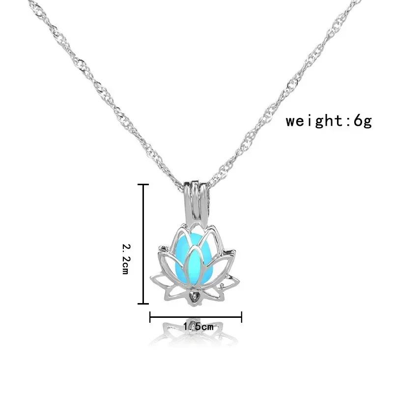 Colliers Pendentifs Lotus Lumineux Nouveaux 2025 pour Femmes Hommes Rétro Tendance Pendentif Pierre Fluorescente Collier Bijoux de Mode Cadeaux