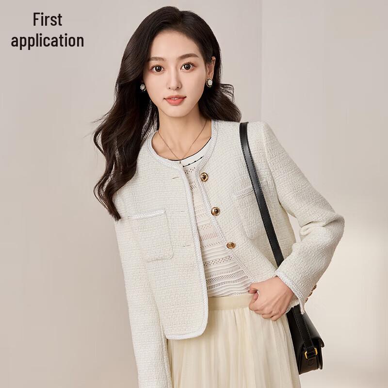 

Chushen Women s Elegant Round Neck Cropped Jacket XL