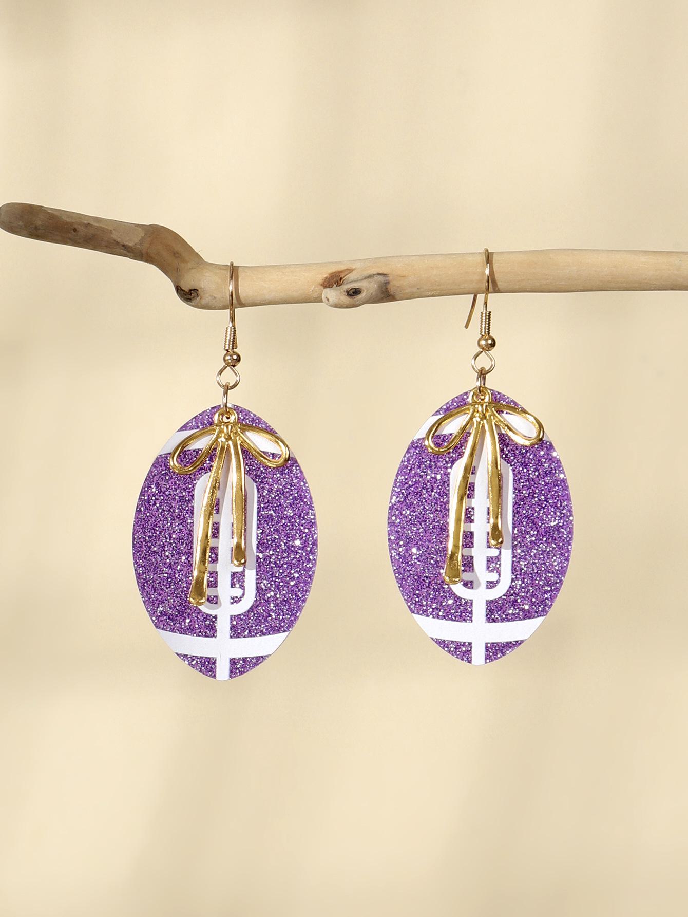 Super Bowl Style Acrylic Rugby Bowknot Women s Dangle Earrings