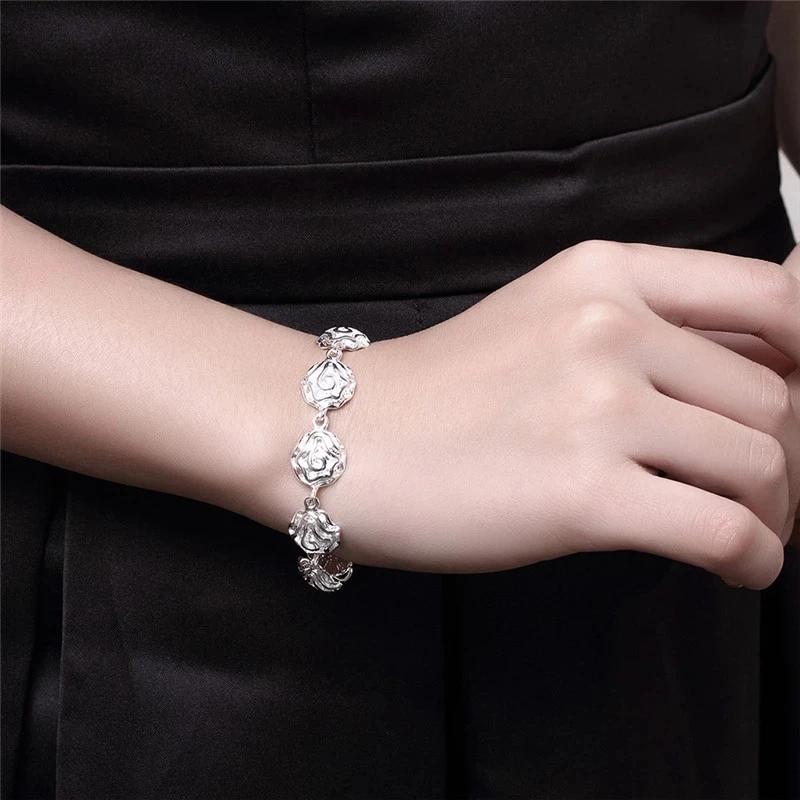 Kupfer romantische Rose Blume Ringe Armbänder Halsketten Ohrringe Schmuckset für Frauen Mode Hochzeit Party Geschenk
