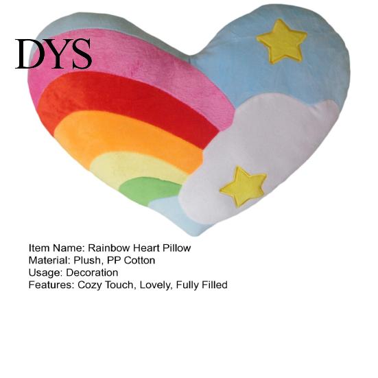 Plush Pillow Rainbow Heart Cute Printed Love Fluffy Back Ornament Cushion PP Cotton Stuffed Sofa Living Room Decoration Birthday Gifts