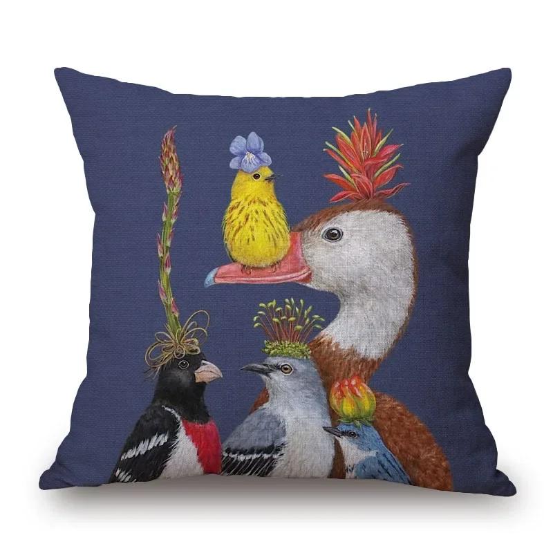 Squirrel Bird Owl Bear Fox Deer Animal Decorative Cushion Cover Sofa Throw Pillow Case