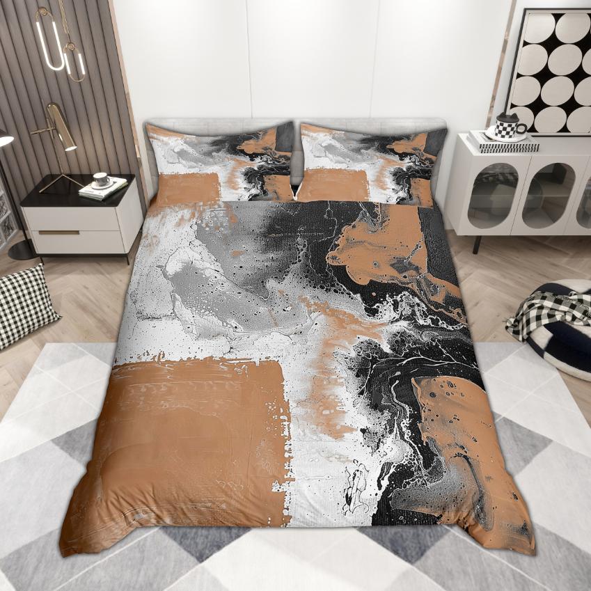Homewish Modern Abstrakt Påslakanset 2 st/3 st, Akvarell Ombre Sängkläder, Oljemålningsestetik Täcke Set