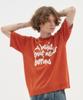 BLOND9 Slogan Round Short Sleeve Knit Orange