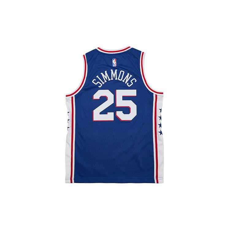 Nike T-Shirt NBA Philadelphia 76ers Simmons 25 Casual Sports Quick-Dry Letter Number Print Breathable Youth Basketball Jersey 3Z2B7BZ2P-76RBS