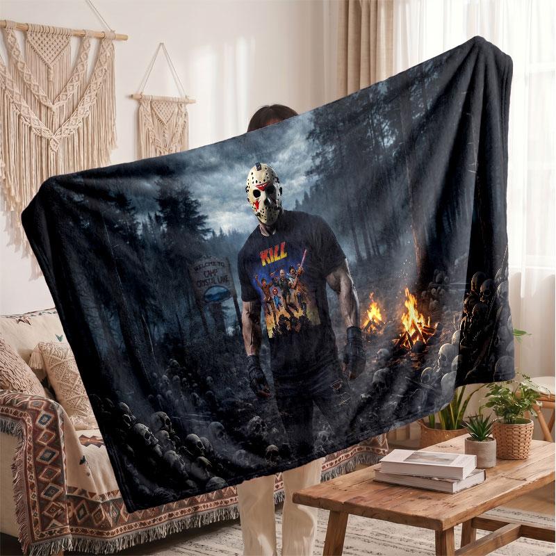 Warm Flannel BlanketFriday the 13th Jason Voorhees Soft Cozy Throw Blanket for Bedroom Couch