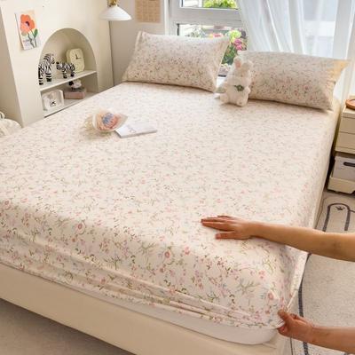 100% Cotton Fitted Sheet Floral Style Bed Cover Home Bed for Home Non-slip Fitted Sheet (Excluding Pillowcase)