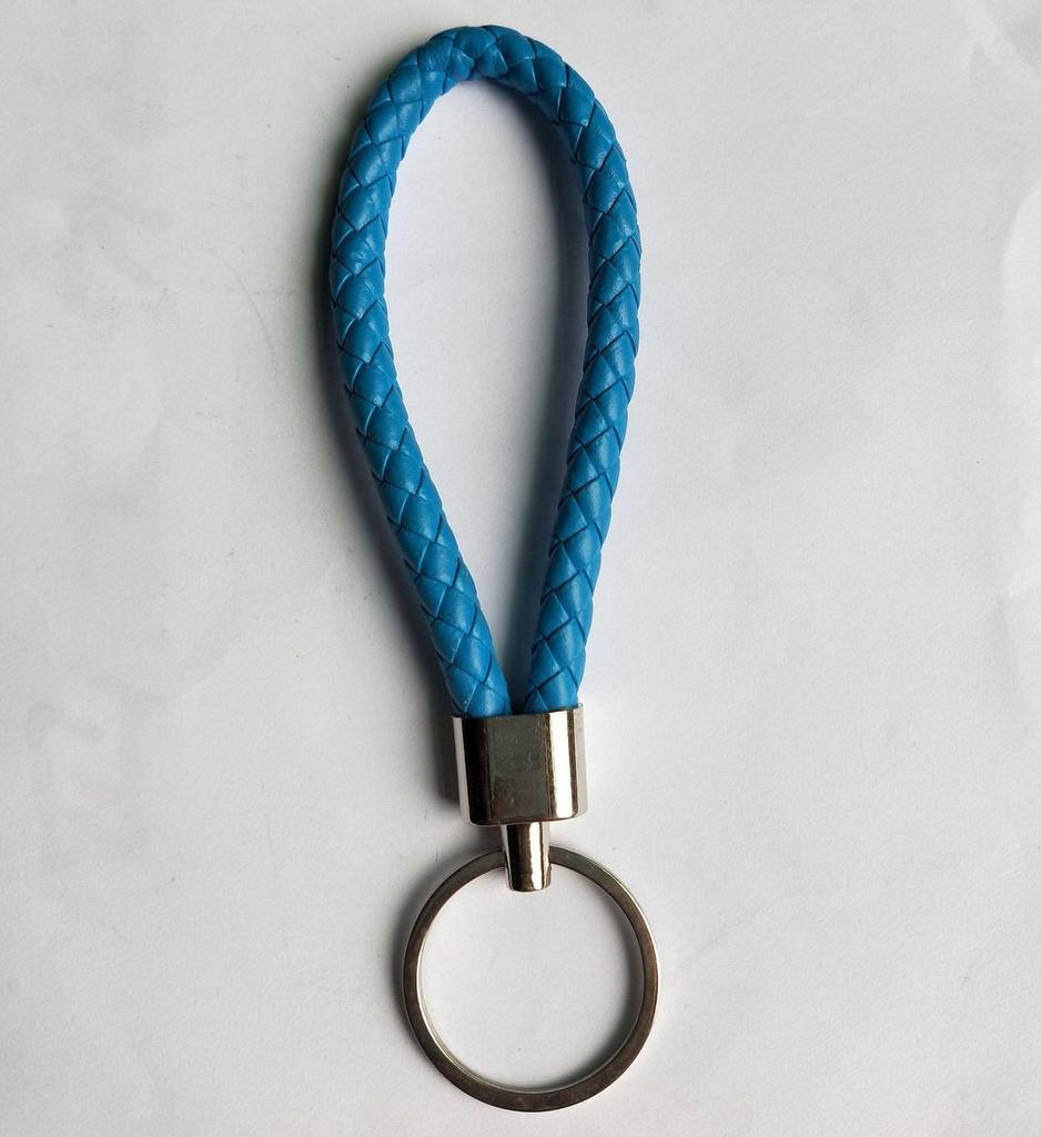 Woven Leather Cord Metal Keychain Pendant