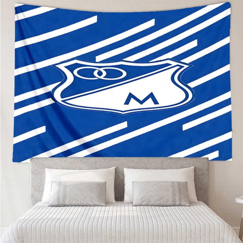 Blue And White Crest Pattern Printed Tapestry, for Bedroom,Livingroom, dormitory, Large Wall Decor, Fabric Decor Fan Birthday Gifts