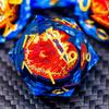 Runes DND Resin Dice Gazes Eye Dice Golden Blue Liquid Core Flaming RPG Sharp Edged Dice Set with Gift Box Polyhedral Compatible