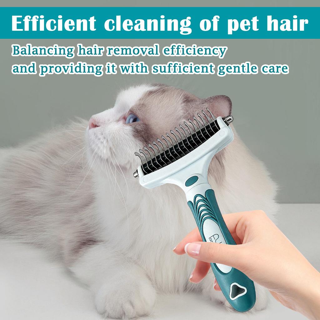 Double Sided Pet Grooming Brush with Stainless Steel Pins and Soft Bristles for Removing Loose Hair and Detangling Fur Suitable for Dogs and Cats