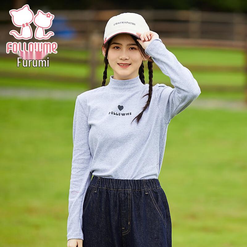 FULUOMI Girls  Half-High Collar Long-Sleeve T-Shirt 160
