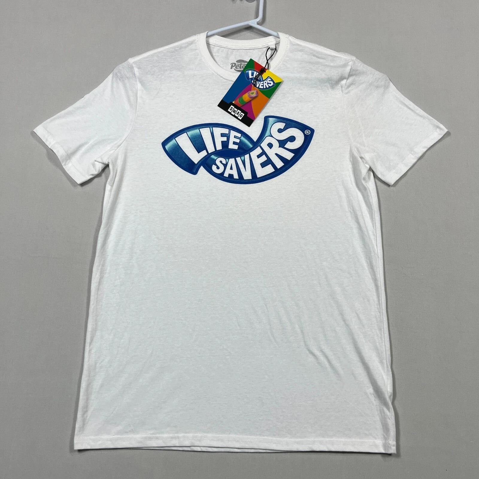 Life Savers Peters White Casual Cotton Lollies Branded Tee T Shirt Mens Small S L