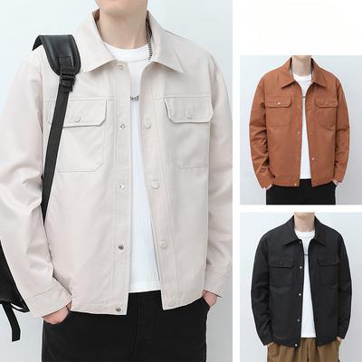 Spring New Solid Color Jacket Men's Casual Versatile Trend Fashion Youth Large Size Coat Lapel Jacket
