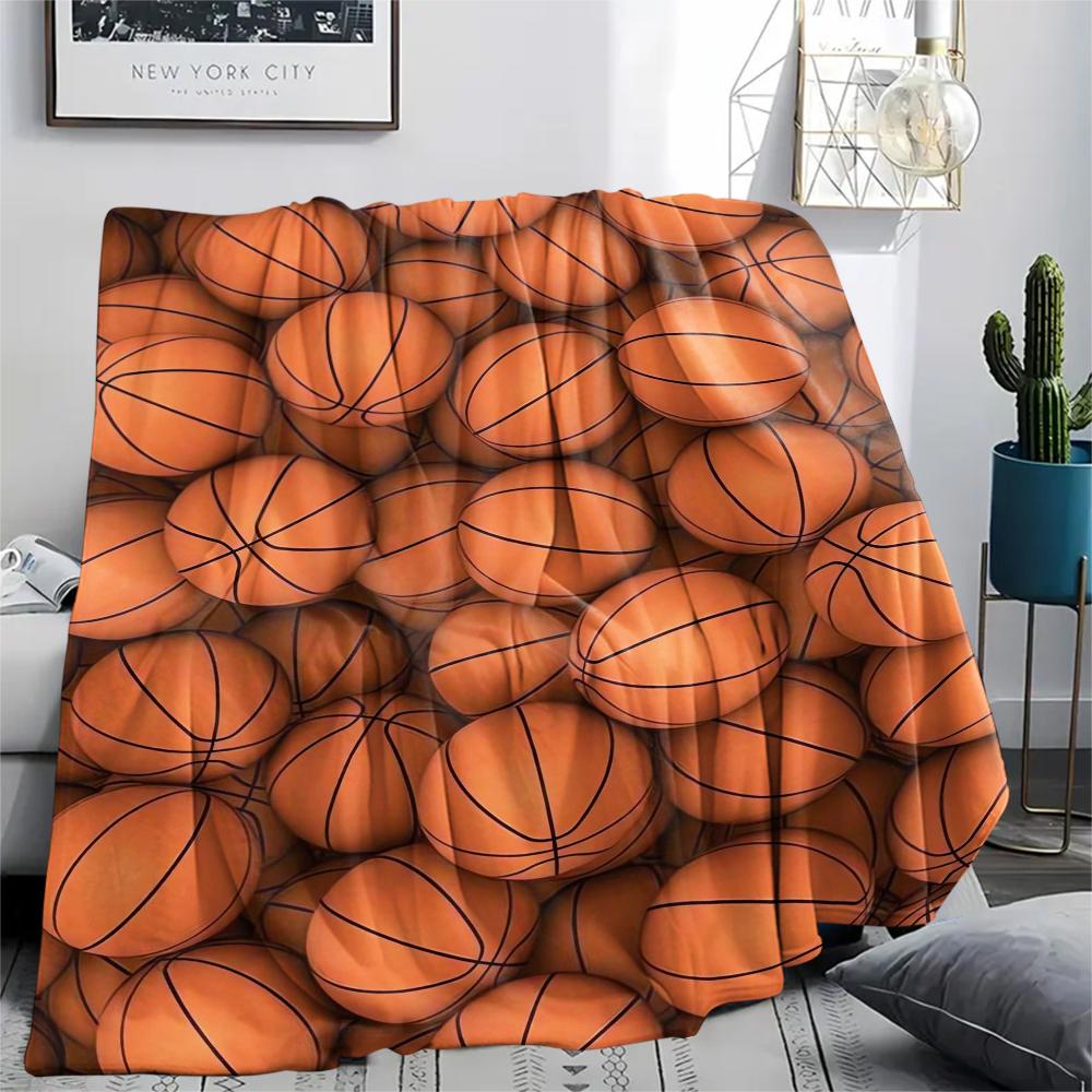1Pc Basketball Print Flannel Blanket, High Quality Comfortable for All Seasons, Home Decor, Warmth and Comfort, Perfect for Christmas Gifts