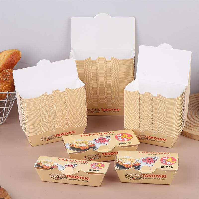 50 szt. Pudełko do pakowania kulek ośmiornicy Japońskie jedzenie uliczne Takoyaki Jednorazowe opakowanie na przekąski na wynos Papierowy pojemnik do pakowania Zaopatrzenie na imprezę