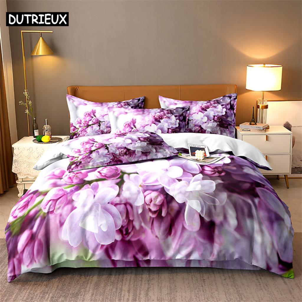 Lavender Queen Bedding Set Rose Duvet Cover Kids Bedroom Bed Set Comforter Cover Set King Size Duvet Cover Set Bedding Sets
