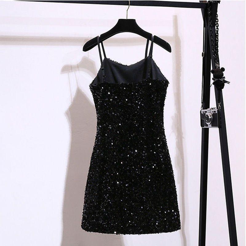 Sequin Strappy Little Black Dress - Slimming, Sexy Nightclub Party Wear for Women