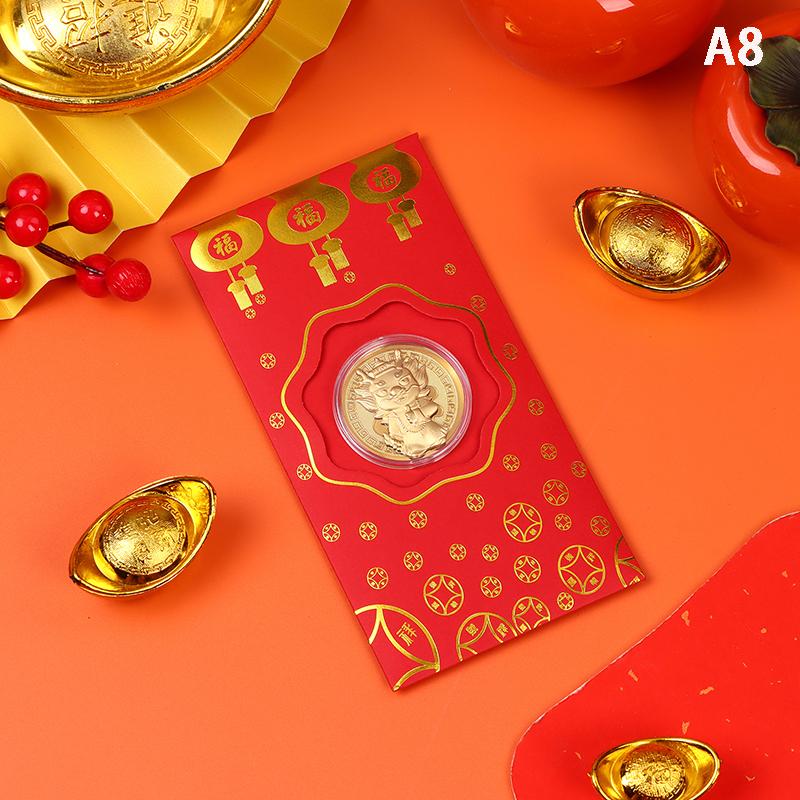2025 Year Of The Dragon Gold Foil Commemorative Coin New Year Red Envelope Chinese New Year Spring Festival Souvenirs Gift