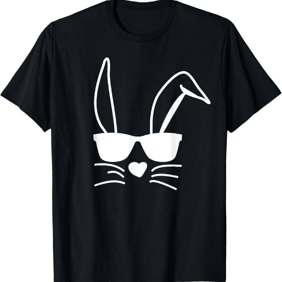Kids Black Easter T-Shirt Classic Fit, Hip Sunglasses Bunny, Roundneck, Short Sleeve