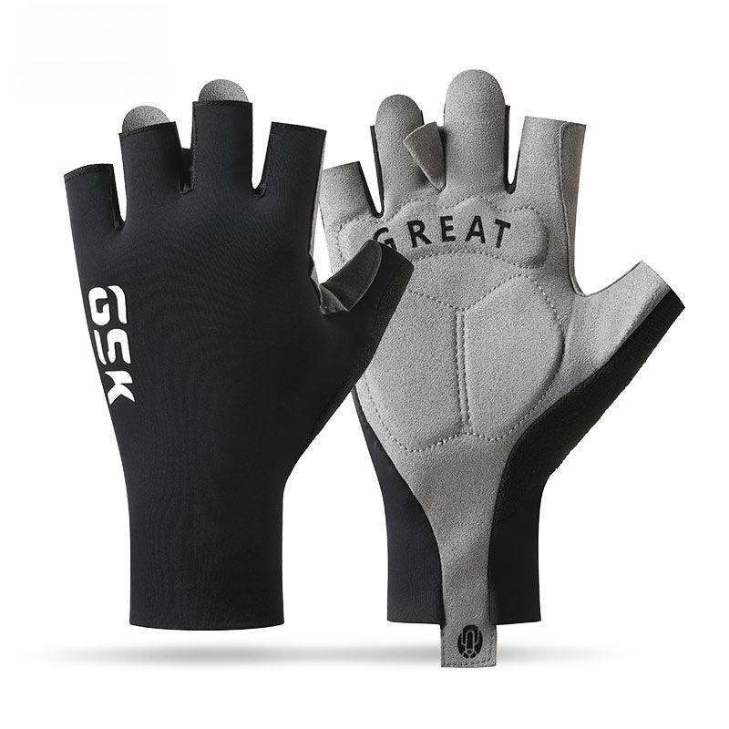 

Cycling Half Finger Gloves Outdoor Fitness Anti Slip Wear Resistant Vibration Reducing Ice Silk Thin Sports Half Finger Gloves M чёрный
