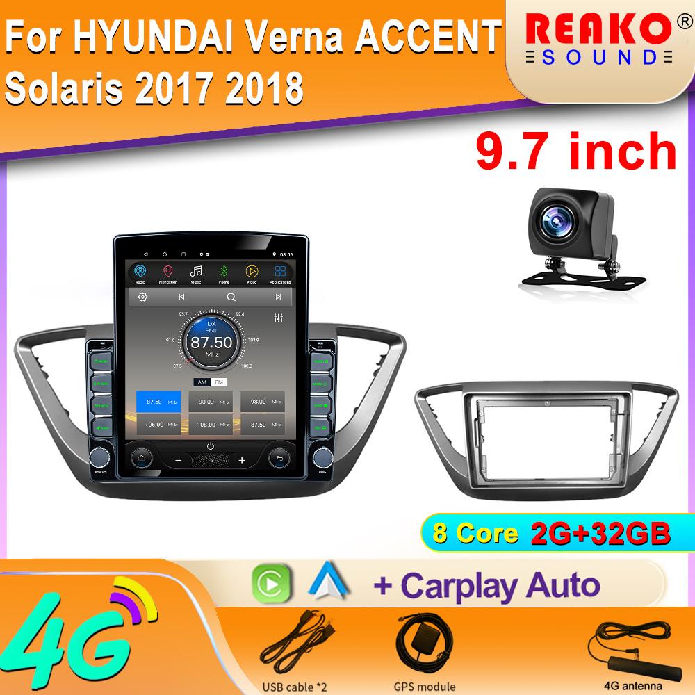 

9,7-дюймовый вертикальный экран Tesla Android 12 автомобильное радио для HYUNDAI Verna ACCENT Solaris 2017 2018 GPS-навигация видеоплеер 8 core 2GB+32GB