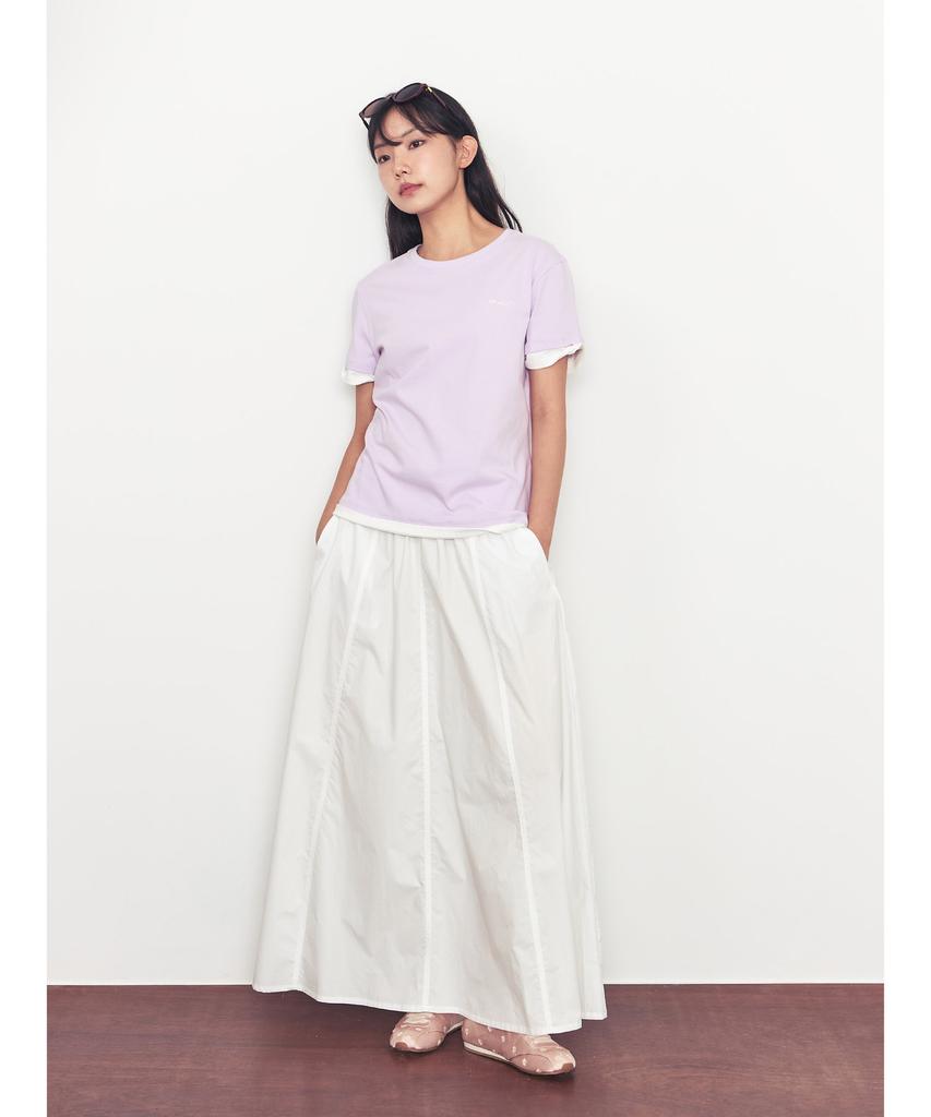 Mikeu Layered Color-Block Embroidered Short-Sleeve T-Shirt