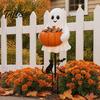 Sturdy Resin Ghost Candy Container Halloween Holder Garden Stake, Cute Glowing with Pumpkin Bowl, Gift for Lovers Outdoor Yard Sign Front Porch, Lawn,
