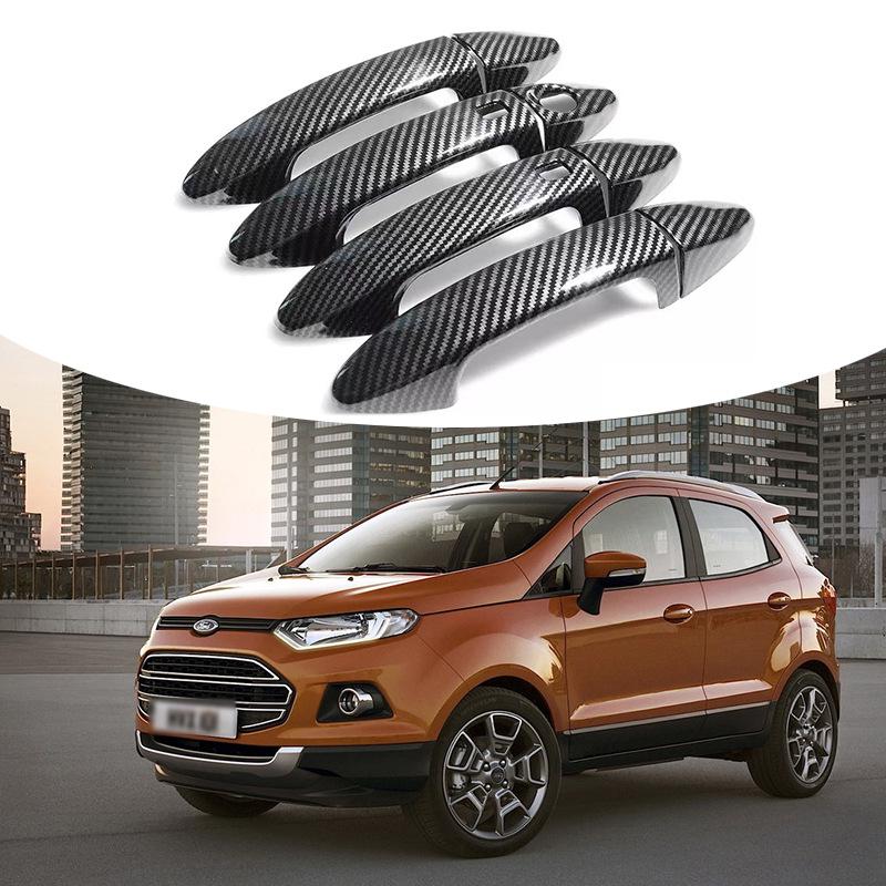 Pasuje na 09-14 Fiesta/Ecosport: Dekorativní sada kliky dveří se vzorem uhlíkových vláken a černého krytu misky dveří