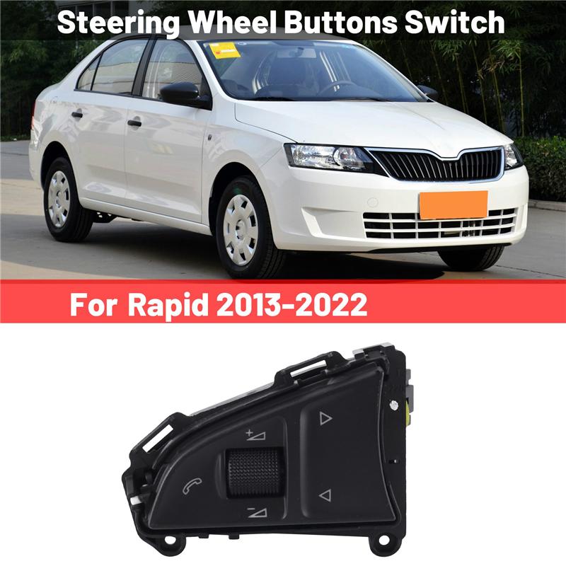 Car Cruise Control Switch Multi-Function Steering Wheel Buttons Cruise Control Switch 5E0919719C For SKODA Rapid 2013-2022 NONE