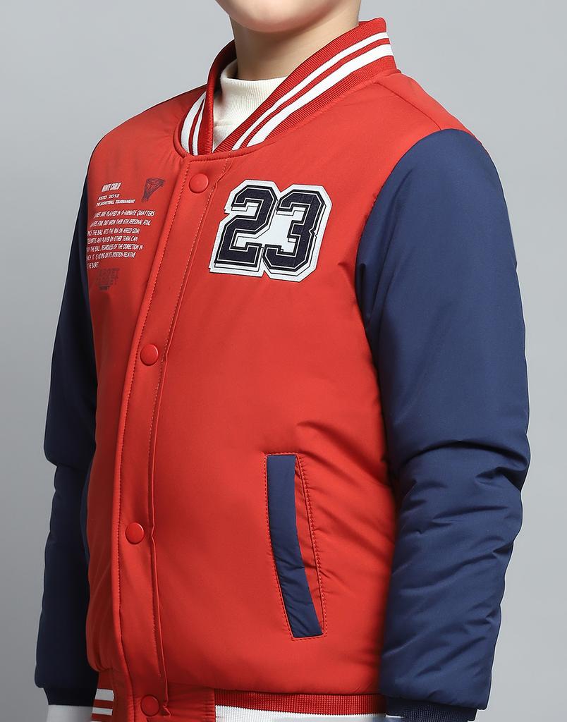 MONTE CARLO Boys Printed Rust Mock Neck Full Sleeve Jacket