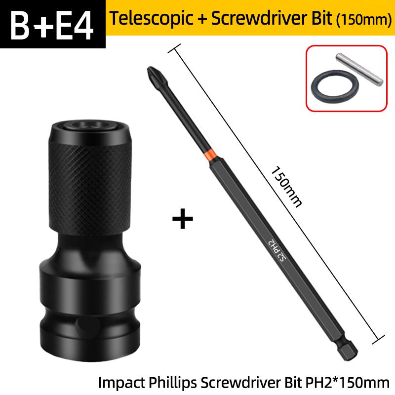 PH2 Phillips Screwdriver Bits Cross Head Magnetic 50/100/150mm Hand Tool 1/2” Square To 1/4” Hex Wrench Socket Adapter Converter