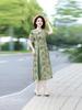 2025 Elegant Printed Short-Sleeved Qipao Dress for Middle-Aged and Elderly Women - Summer Wear