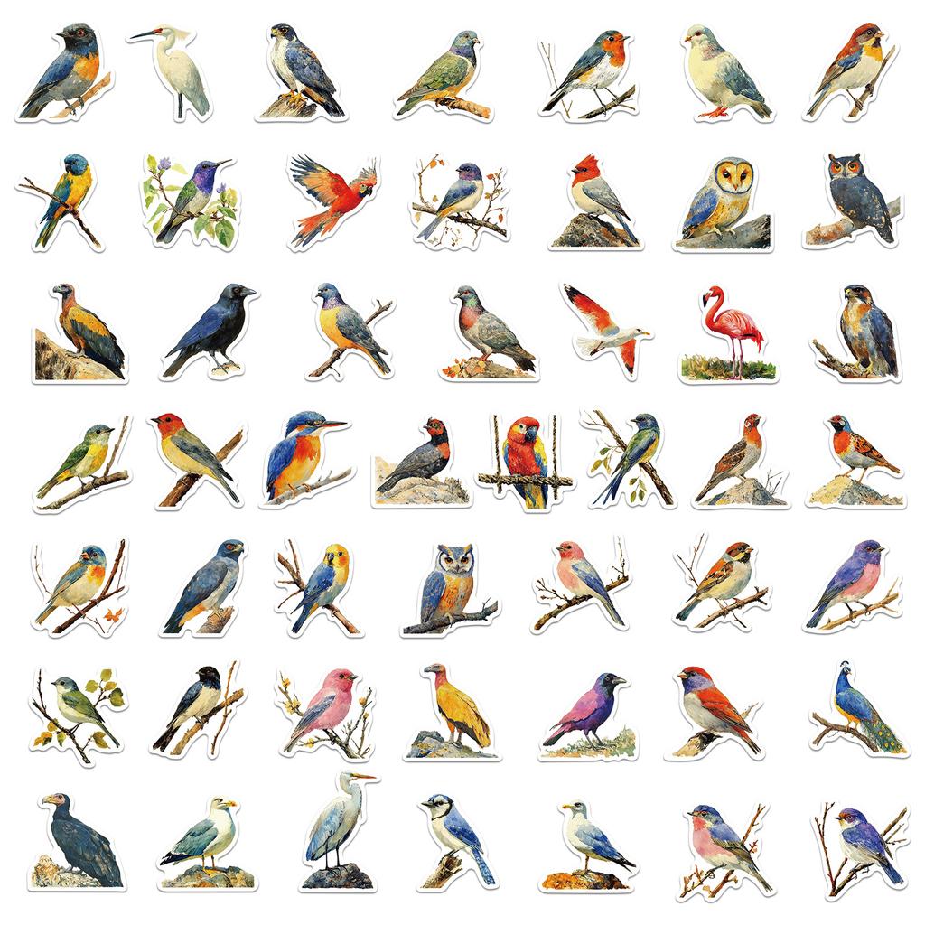 50Pcs/Set Colorful Birds Series 03 Waterproof Stickers DIY Fashion Doodle Decals Stickers