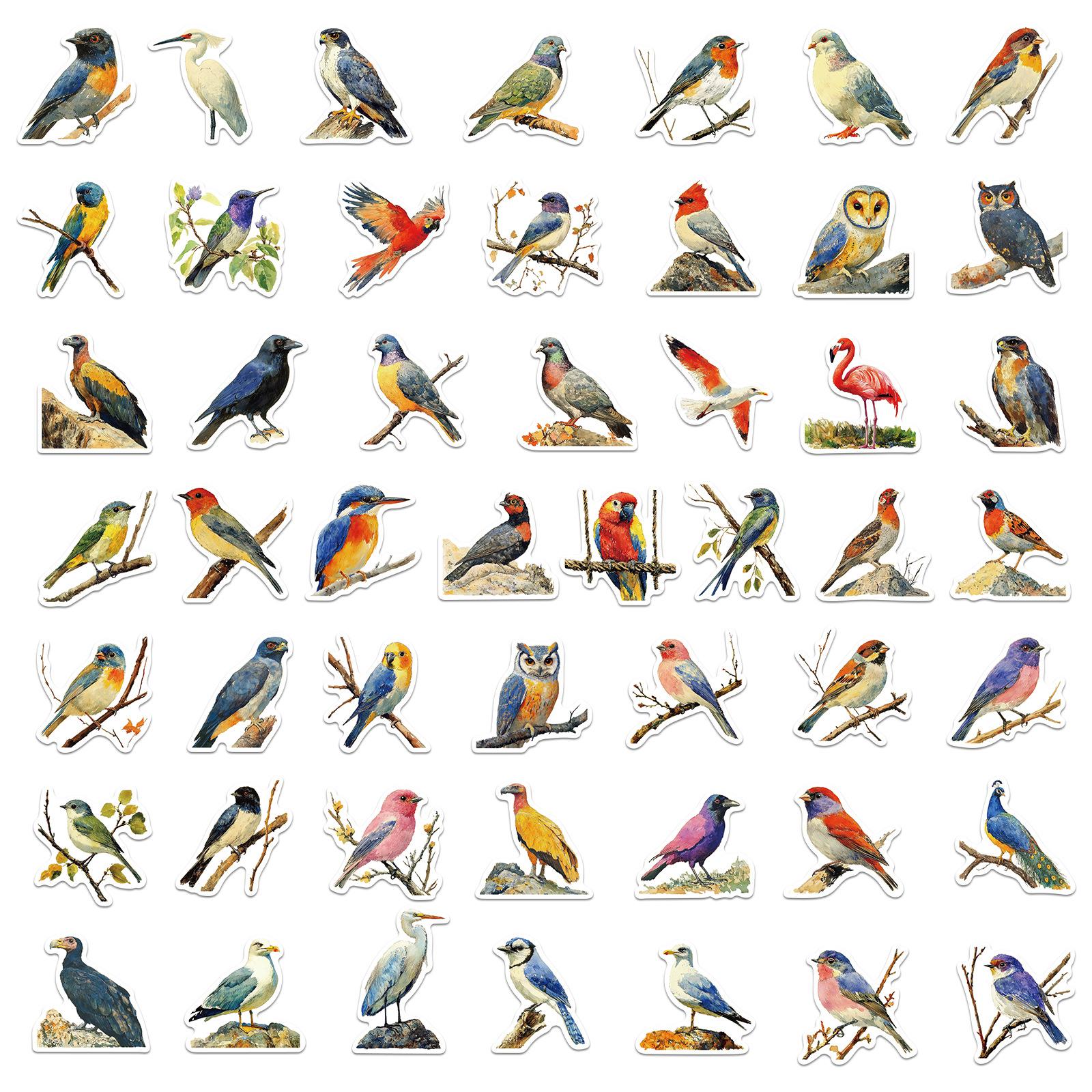 50Pcs/Set Colorful Birds Series 03 Waterproof Stickers DIY Fashion Doodle Decals Stickers