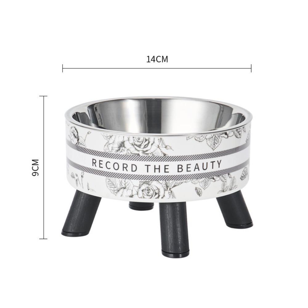 2-layer New 5.5inch Pet Food Bowl Neck Protector Stainless Steel Cat Feeding Bowl Heightened Anti-slip High-foot Bowl Cat Dog
