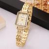 Golden Square Roman Dial Women's Quartz Watch Multi-Piece Set Green Ornaments Butterfly Jewelry Set Light Luxury Gift