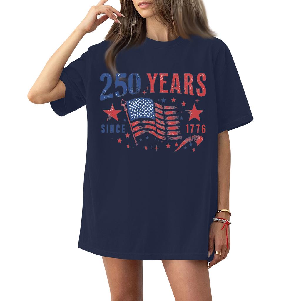 Haut T-shirt à manches courtes imprimé à col rond pour femme