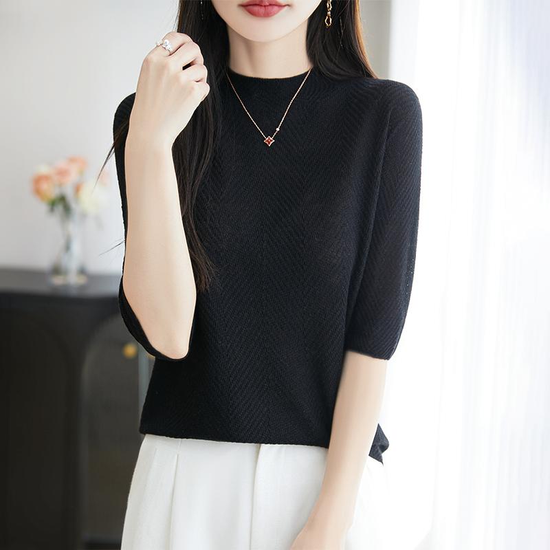 All-Season Women's 50% Wool 50% Silk Sweater | Lightweight Warm Blend Pullover | Luxury Cashmere Silk Knitwear