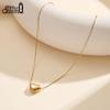 EFFIE QUEEN Sweet Cute Heart Pendant Necklace 18K Gold Plated 304 Stainless Steel Byzantine Chain Collar Dainty For Women STKN22