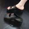 Order A Size Up Women's Slip-On Wedge Sandals Open-Toe Non-Slip Rubber Slippers