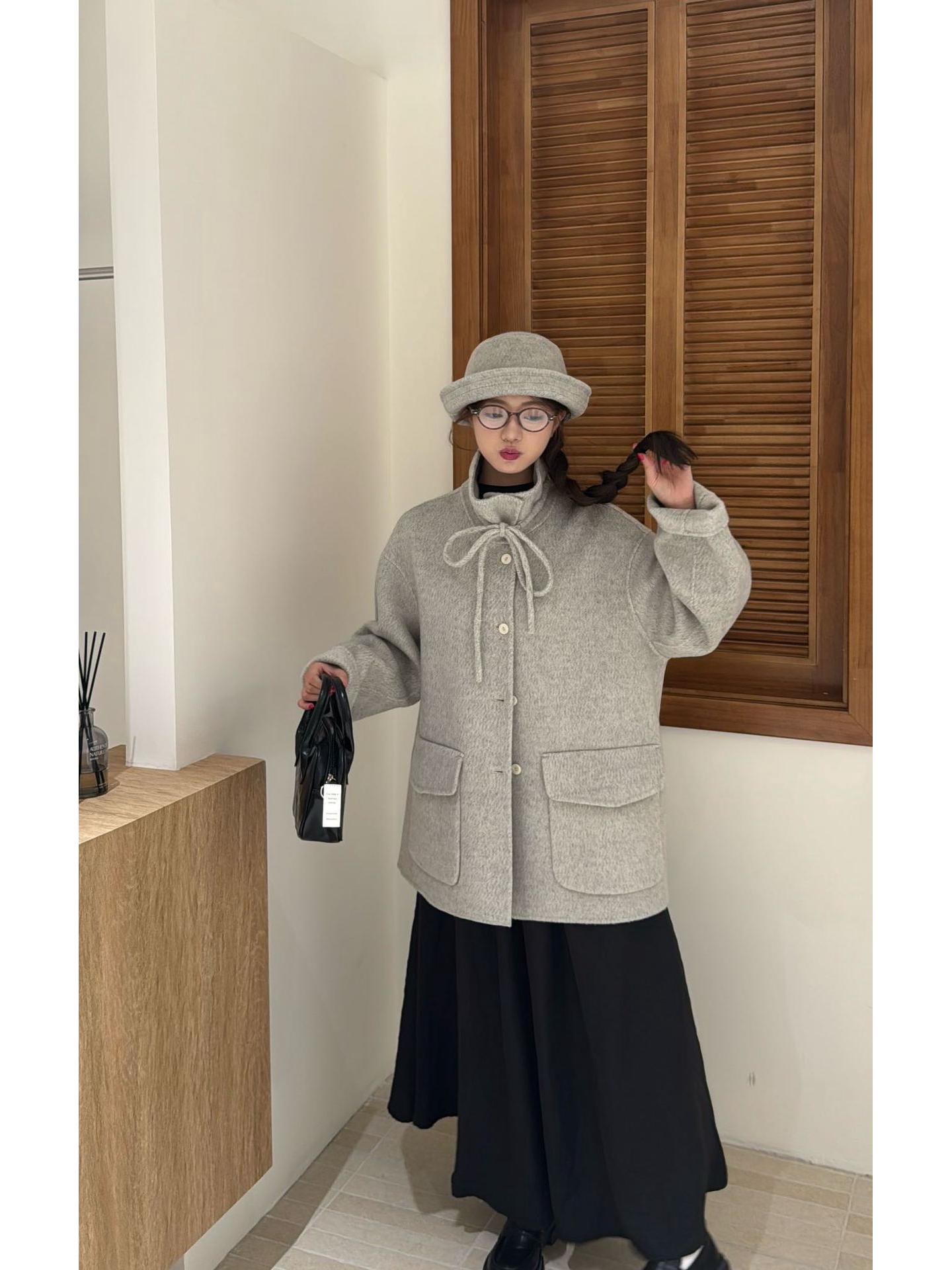 

High-End Korean Wool Coat Jacket: Minimalist Autumn/Winter 2025 M
