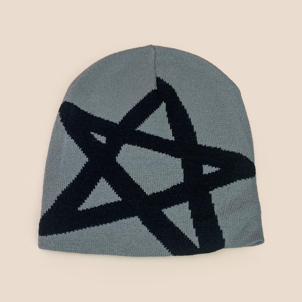 Pentagram Jacquard Simple Knitted Hat Men And Women Warm Street Personality Hip Hop Skateboard Pullover Hat