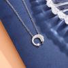 Fashion 925 Sterling Silver Moon And Star Crystal Pendant Necklaces