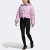 Adidas Drei Streifen bedruckte Kapuzen-Kurzdaunenjacke Damenjacke Pink HG3164