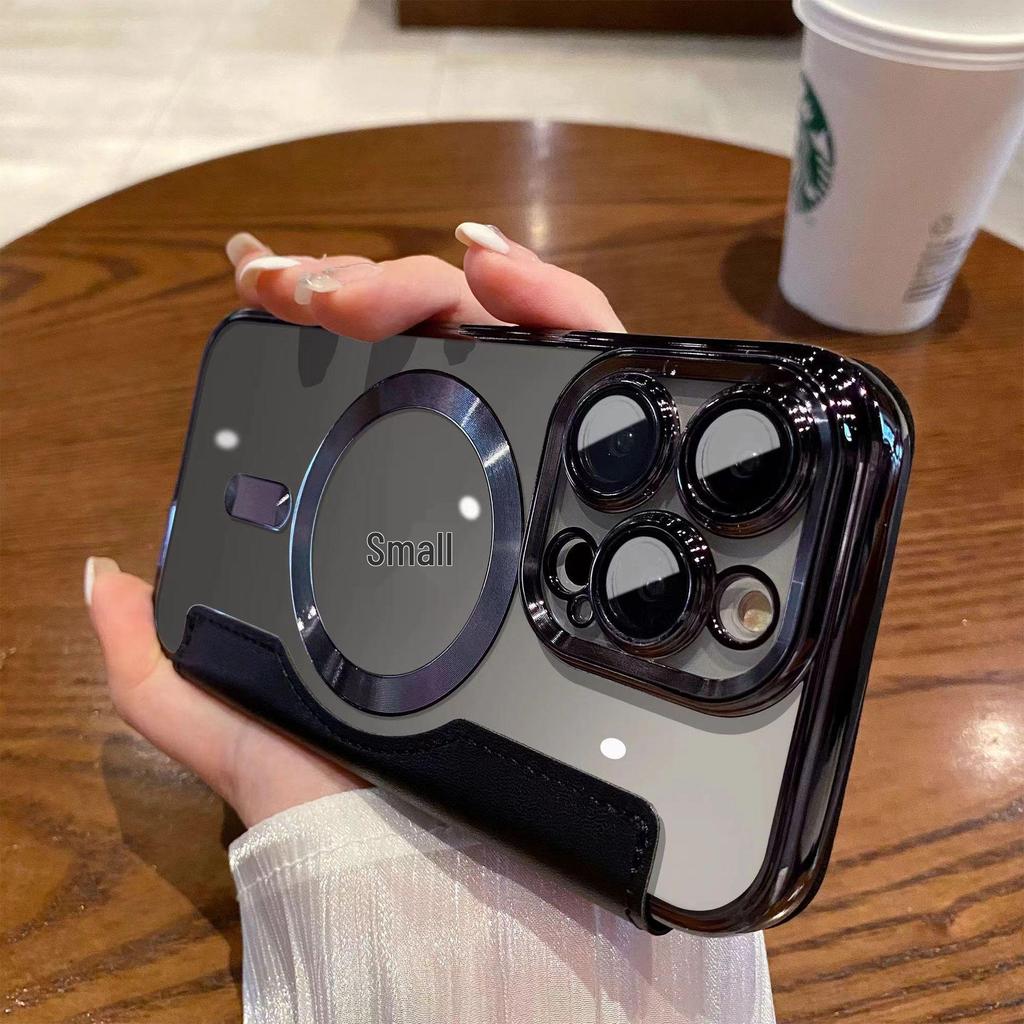 "iPhone 16 Flip Leather Case for Apple 15 Pro Max: Magnetic, Electroplated, Anti-Fall Design for SE4"