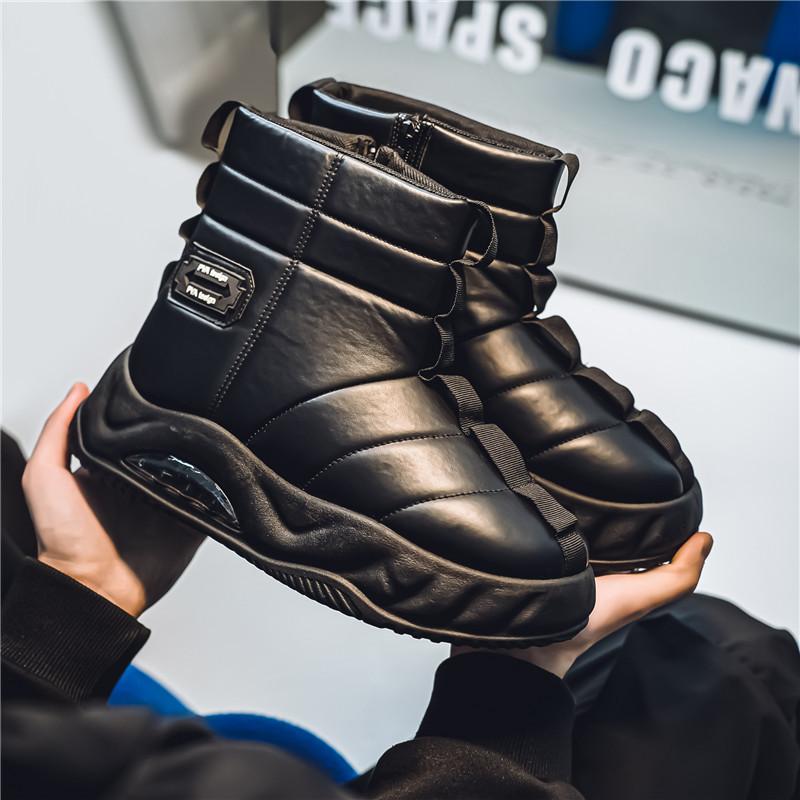 

TK01 Зимние высокие мужские ботинки для снега, теплые флисовые хлопковые короткие ботинки, повседневные спортивные, студенческие, увеличивающие рост, мужские ботинки 39 чёрный