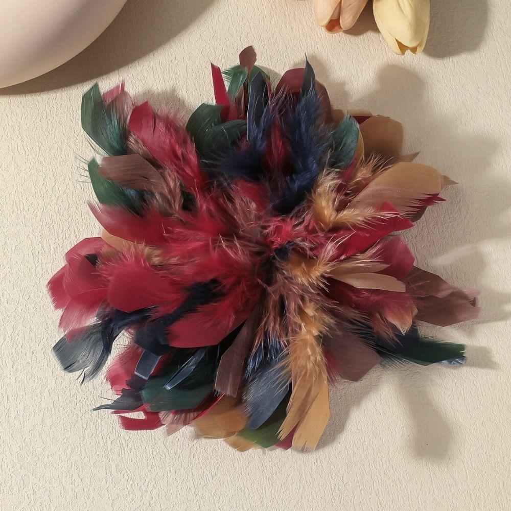 Bunte Künstliche Feder Reversnadel 25cm Übertriebene Federbrosche Federblumenbrosche Kleid