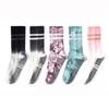 Yoga Socks Autumn Winter Women Tie-dye Gradient Stripe Pile Cotton Silicone Non-slip High Quality Pilates Grip Crew Socks